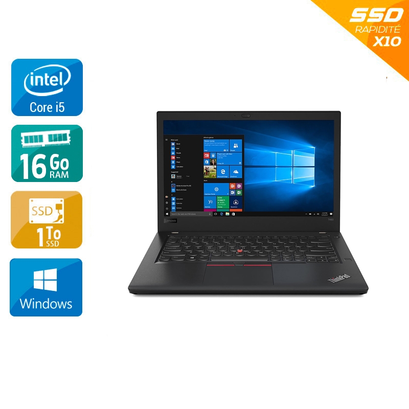 Lenovo ThinkPad T480 14'' i5 Gen 8 - 16Go RAM 1To SSD Windows 10  État correctOccasion certifiée reconditionnée Bon état -  reconditionné disponible sur Kiatoo