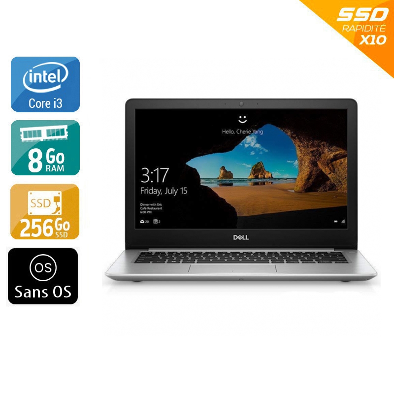 Dell Inspiron 5370 13,3" i3 Gen 8 - 8Go RAM 256Go SSD Sans OS