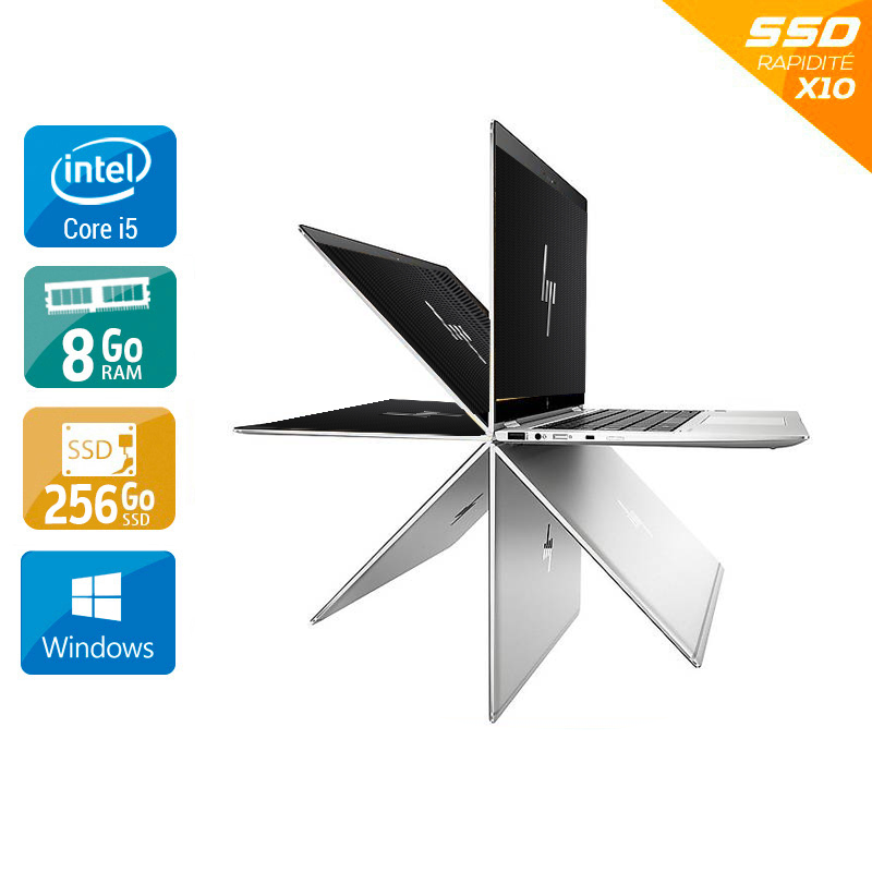 HP EliteBook X360 1030 G3 13,3'' i5 Gen 8 8Go RAM 256Go SSD Windows 11 - Etat du Produit : État correct État correctOccasion certifiée reconditionnée